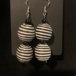 Black and White Beaded Earrings